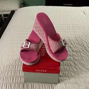 Guess Pink Platform Slide Sandals